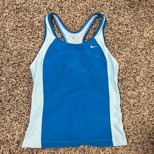 Nike blue tank top with built in bra